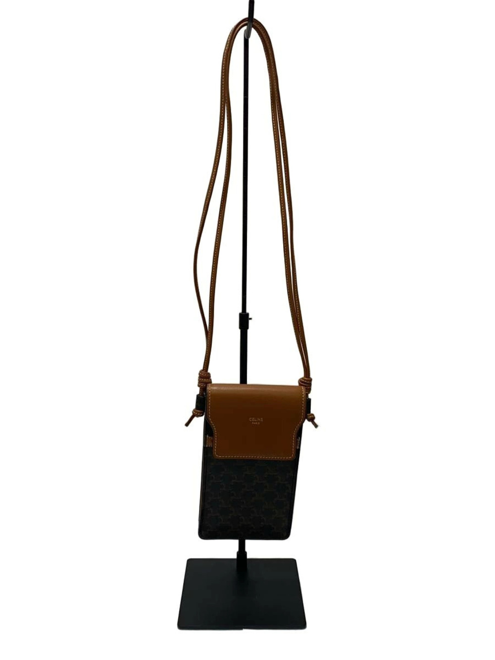 Celine Macadam Shoulder Bag Leather Brown All over